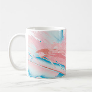 Beautiful illustration with drawn pink flamingo an coffee mug