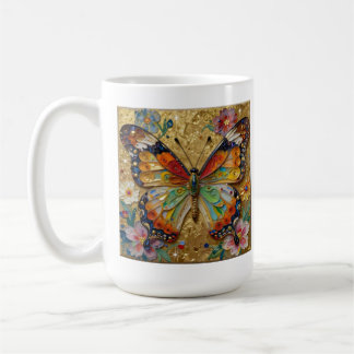 Beautiful Impasto Butterflies and Flowers Poem Coffee Mug