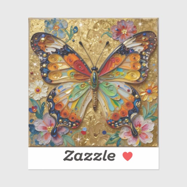 Beautiful Impasto Butterfly and Flowers   (Sheet)