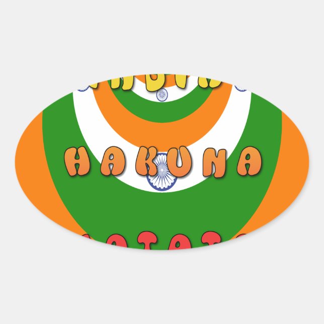 Beautiful India National Flag Colours Hakuna Matat Oval Sticker (Front)
