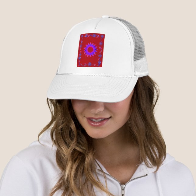 Beautiful Indian Motif Mehndi Art Design Trucker Hat (In Situ)