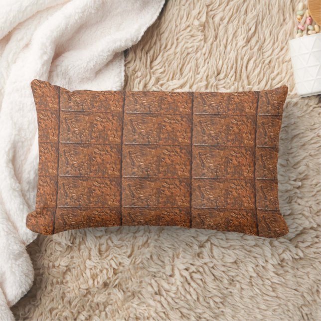 Beautiful industrial loft faux-metallic blue brown lumbar pillow (Blanket)
