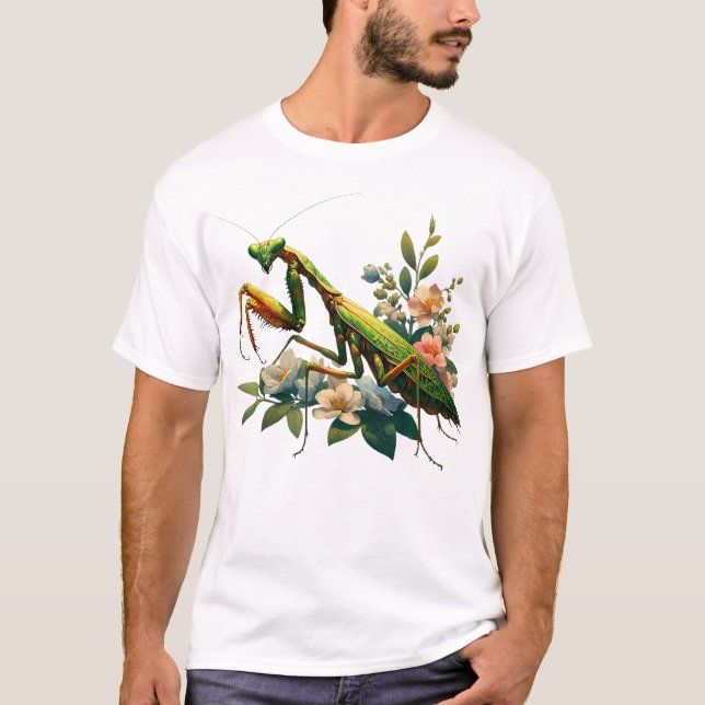 Beautiful Insect Art  Praying Mantis T-Shirt (Front)