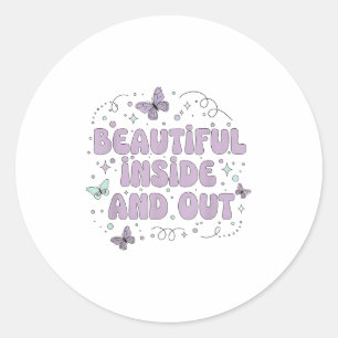 Beautiful Inside And Out Cute Butterfly Lavender S Classic Round Sticker