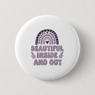 Beautiful Inside And Out Cute Rainbow Lavender Sel 2 Inch Round Button