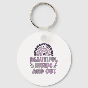 Beautiful Inside And Out Cute Rainbow Lavender Sel Keychain