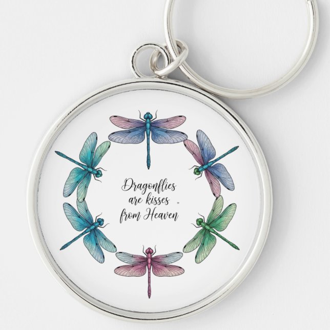 Beautiful Inspirational Dragonfly Quote Keychain (Front)