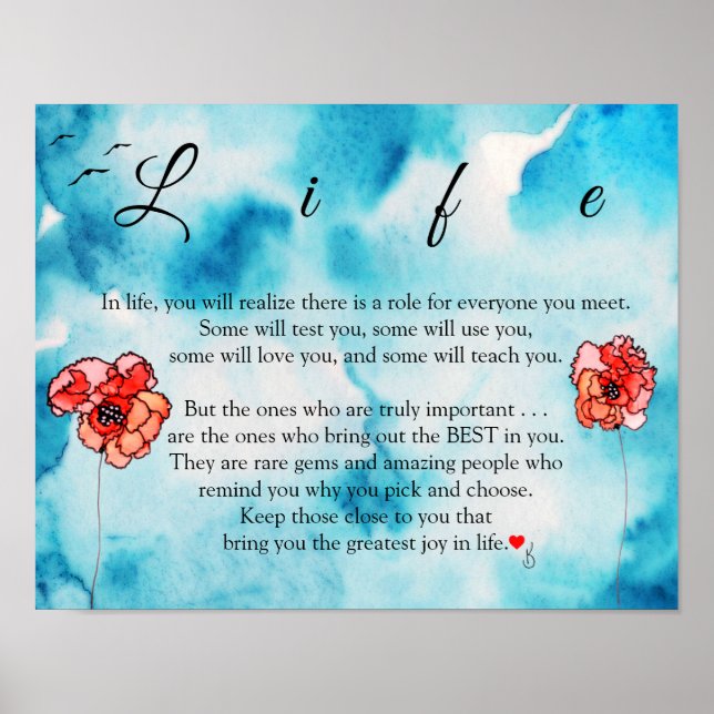 Beautiful Inspirational Life Words Poster (Front)
