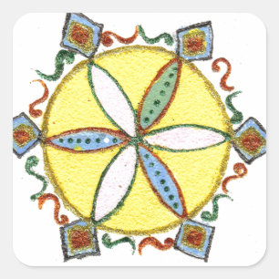 Beautiful Inspirational Star Floral Vector Pattern Square Sticker