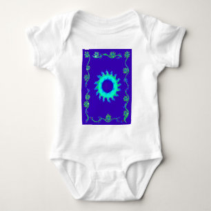 Beautiful Iridescent Blue Floral Art Oil Painting Baby Bodysuit