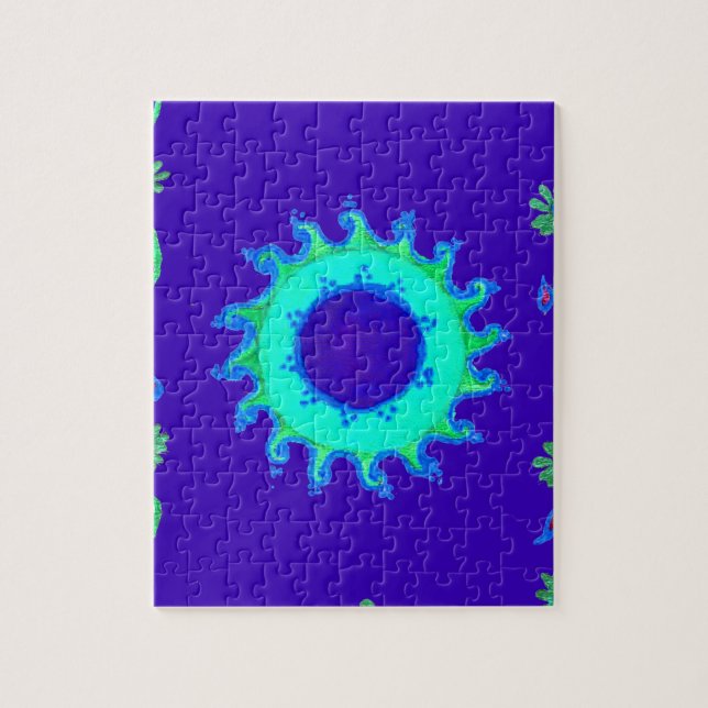 Beautiful Iridescent Blue Floral Art Oil Painting  Jigsaw Puzzle (Vertical)