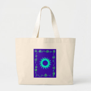 Beautiful Iridescent Blue Floral Art Oil Painting Large Tote Bag