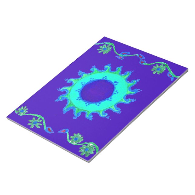 Beautiful Iridescent Blue Floral Art Oil Painting  Notepad (Angled)