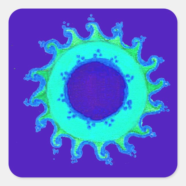 Beautiful Iridescent Blue Floral Art Oil Painting  Square Sticker (Front)