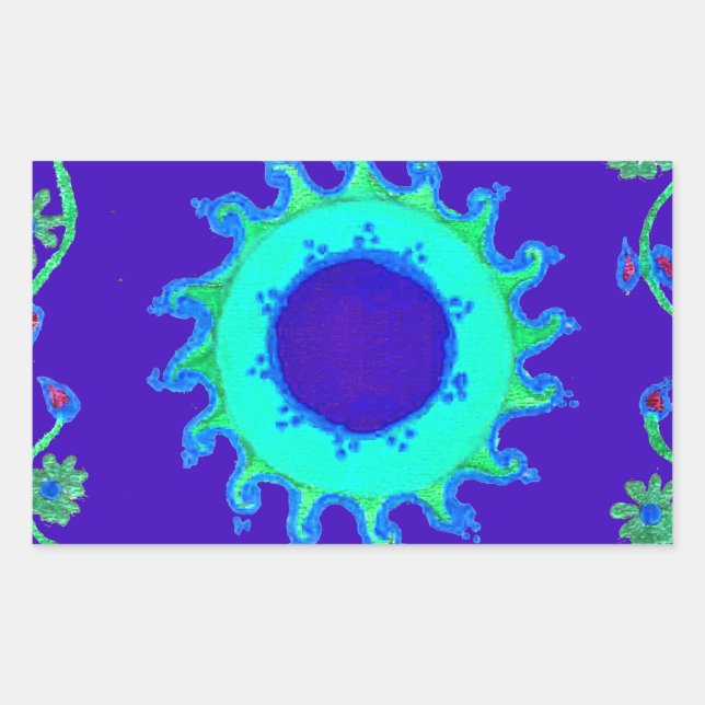 Beautiful Iridescent Blue Floral Art Oil Painting  Sticker (Front)