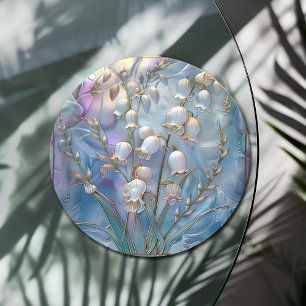 Beautiful Iridescent Lily of Valley Glass Look Paper Plate