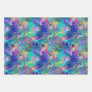 Beautiful Iridescent Oceanic Coral Print Pattern Wrapping Paper Sheet