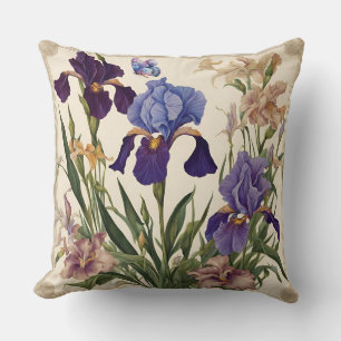 Beautiful Iris Flower Blooms  Throw Pillow