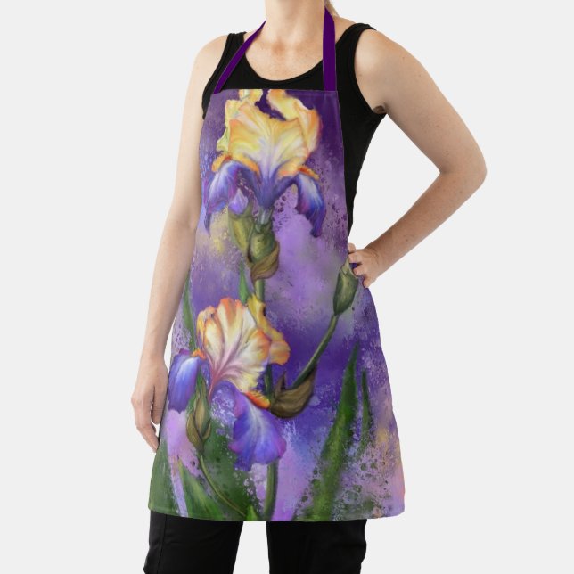 Beautiful Iris Flower - Migned Painting Art Apron (Insitu)