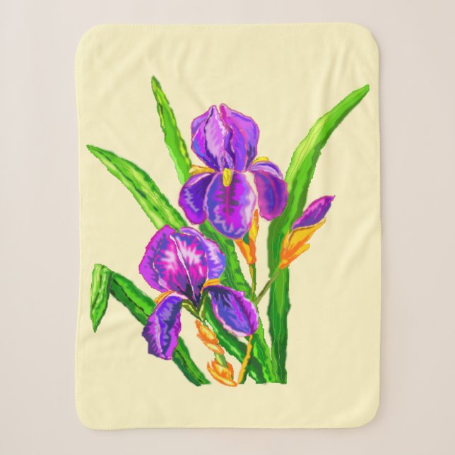 Beautiful Iris Flowers Sherpa Blanket Irises (Front)
