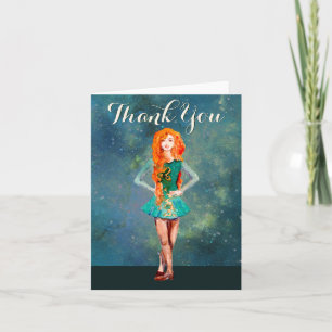 Beautiful Irish Dancer Hard Shoe Dance Thank You Card
