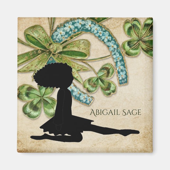 Beautiful Irish Dancer, Shamrock and Horseshoe Magnet (Front)