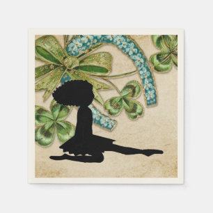 Beautiful Irish Dancer, Shamrock and Horseshoe Napkin