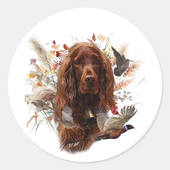 Beautiful Irish Red Setter Classic Round Sticker (Front)