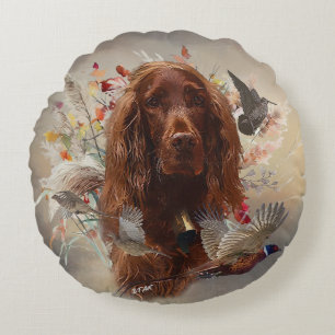 Beautiful Irish Red Setter Round Pillow