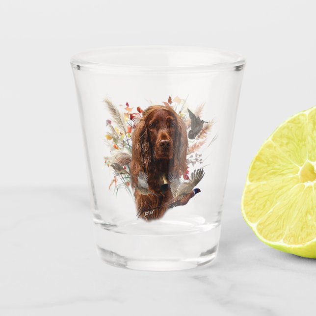 Beautiful Irish Red Setter Shot Glass (Front)