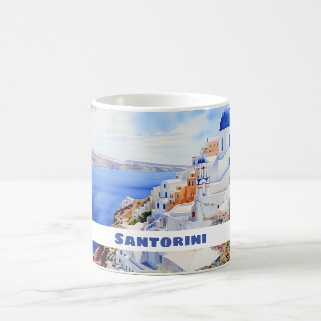 Beautiful island Santorini, Oia Coffee Mug (Center)