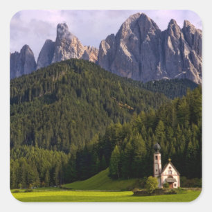 Beautiful isolated lonely church called Rainui 2 Square Sticker