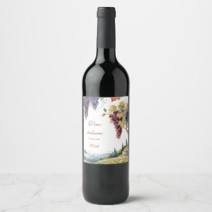 Beautiful Italian Vineyard Grape Vine Wine Label