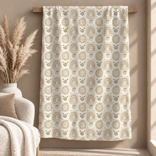 Beautiful Ivory Beige Boho Rainbow Blanket Decor