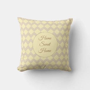 Beautiful Ivory & Beige Diamond Pattern Throw Pillow