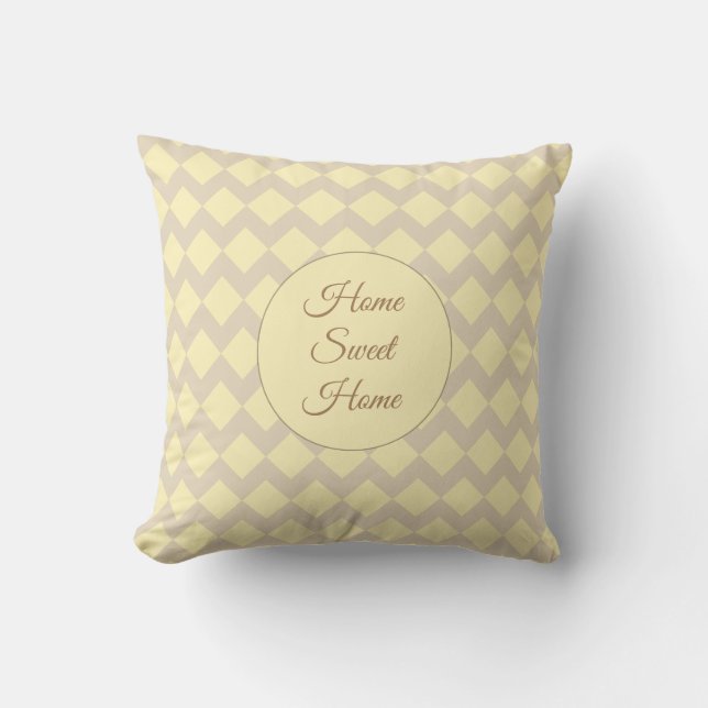 Beautiful Ivory & Beige Diamond Pattern Throw Pillow (Front)