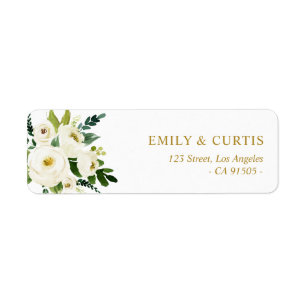 Beautiful ivory white watercolor floral address