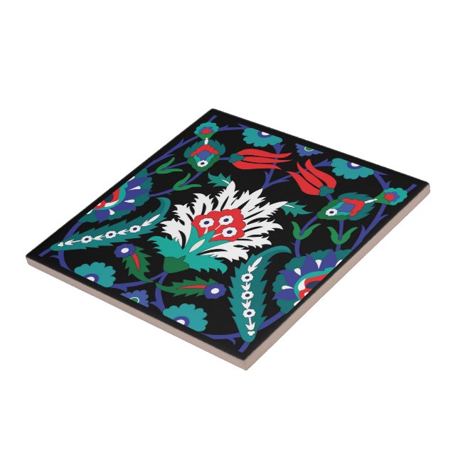 💙❤️🖤 Beautiful Iznik Turkish pattern Tile (Side)