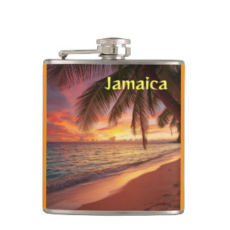 Beautiful jamaica sunset hip flask