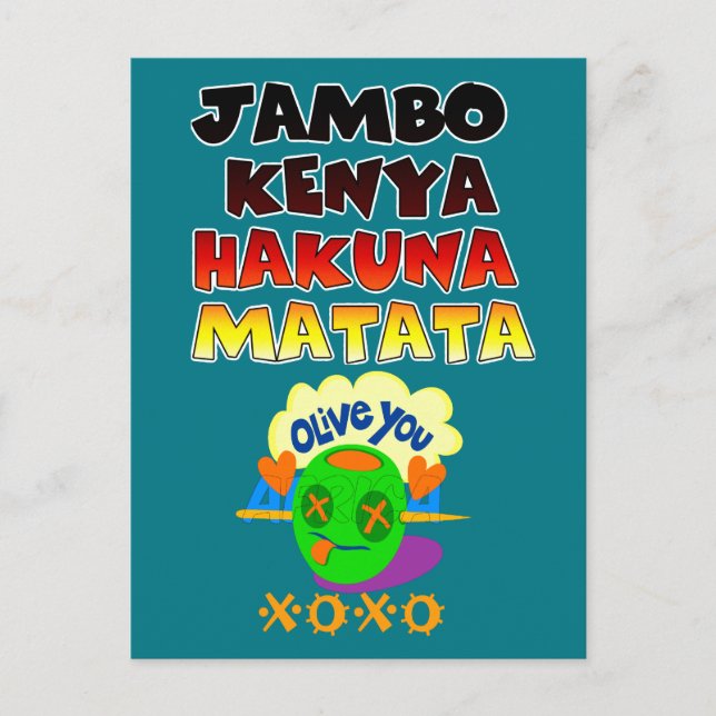 Beautiful Jambo Kenya Hakuna Matata Lovely Art  Postcard (Front)