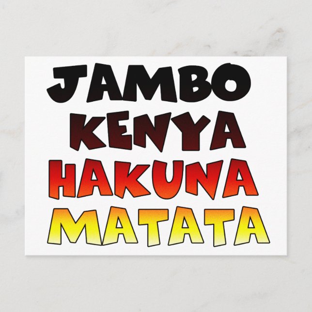 Beautiful Jambo Kenya Hakuna Matata Lovely Art  Postcard (Front)