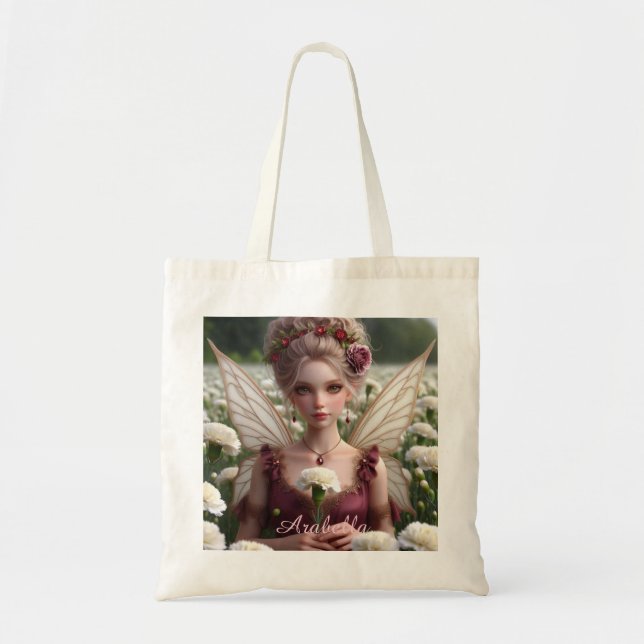 Beautiful January Fairy in Carnations Tote Bag (Front)