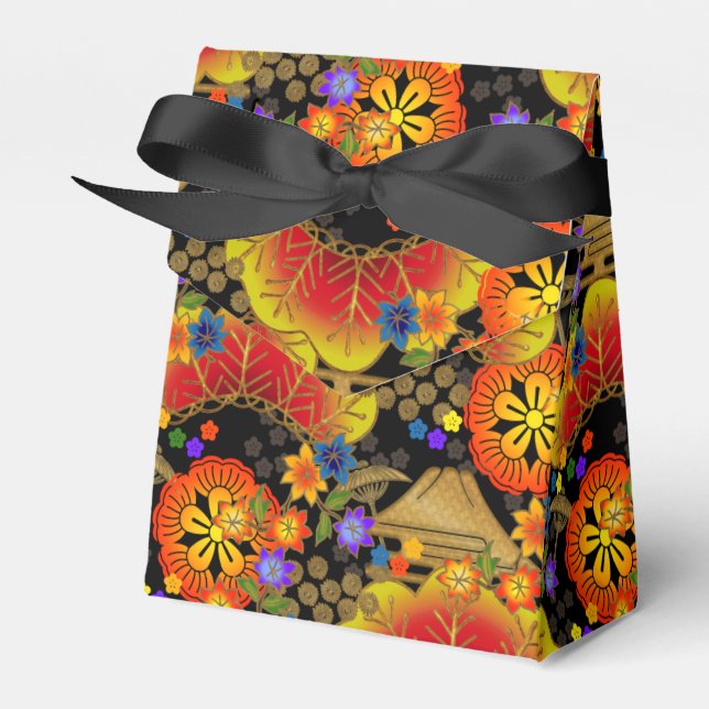 Beautiful Japanese fall print party favour box (Front Side)