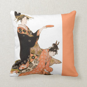 Beautiful Japanese Geisha Design Throw Pillows
