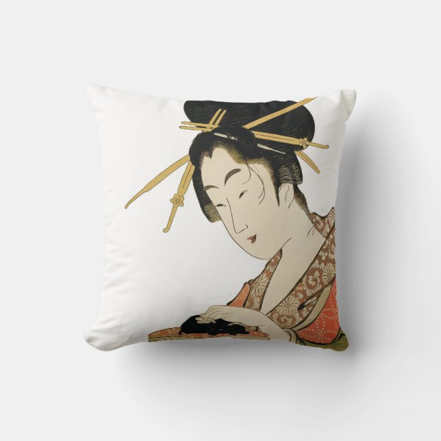 Beautiful Japanese Geisha Design Throw Pillows (Front)
