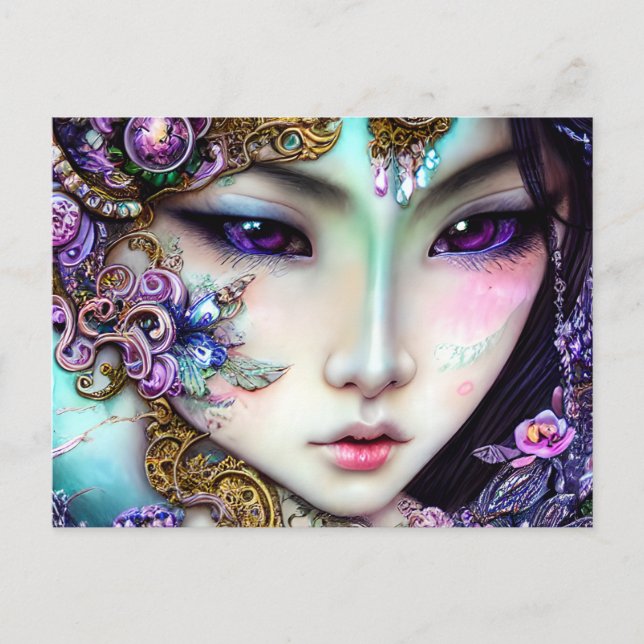 Beautiful Japanese Girl Gothic Fantasy  Postcard (Front)