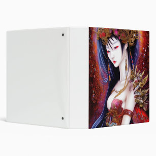 Beautiful Japanese Girl Gothic Fantasy Triptych Binder