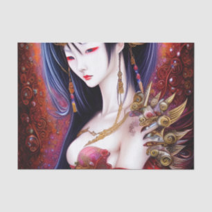 Beautiful Japanese Girl Gothic Fantasy Triptych Tissue Paper