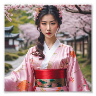 Beautiful Japanese Girl in Kimono Photo Print