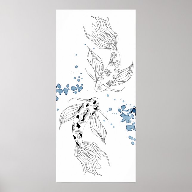 Beautiful Japanese Koi Fish Swimming Poster (Front)